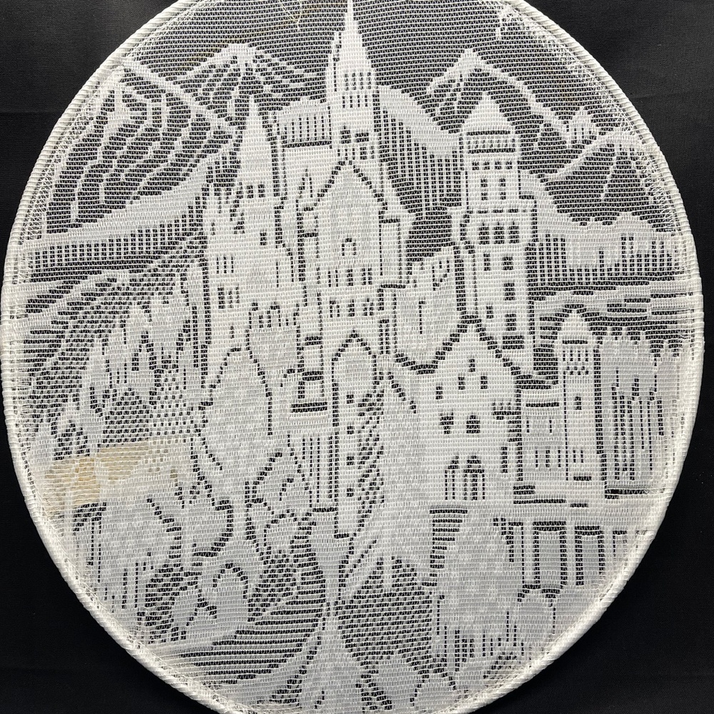 Vintage Lace Scenic Round Wall Window Decor Souvenir West Germany 11 7/8"